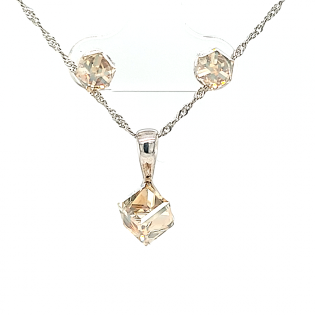 Срібний комплект Spark зі Swarovski Cube Small WKJ48416GS - зображення 4