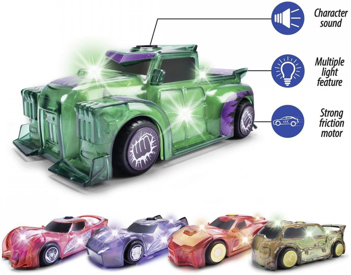 Samochód Jada Marvel Light Hero Hulk z efektami świetlnymi i dźwiękowymi 15 cm 1:32 (4006333090288) - obraz 6