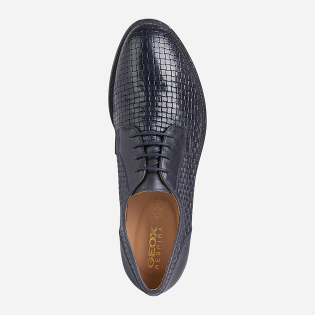 Buty derby męskie skórzane Geox U25EGF09D43-C4002 42 28 cm Granatowe (8050036560391) - obraz 4