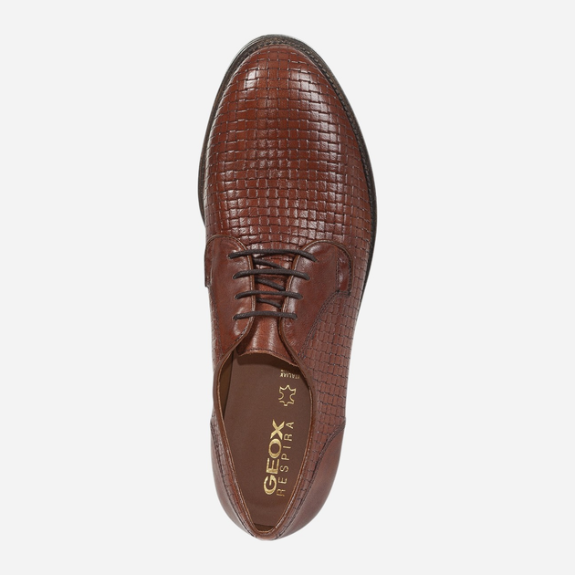 Buty derby męskie skórzane Geox U25EGF09D43-C6001 42.5 28.3 cm Brązowe (8050036560513) - obraz 4