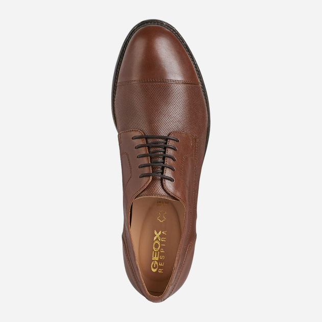 Buty derby męskie skórzane Geox U25EGG00081-C6001 46 30.6 cm Brązowe (8050036560674) - obraz 4