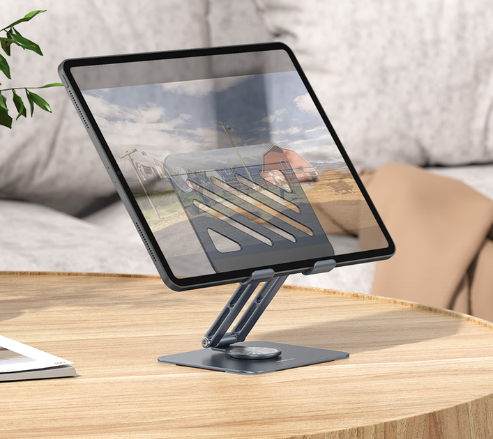 Підставка для планшета BOROFONE BH115 Vito metal rotating tablet holder Metal Gray (6941991112447) - изображение 8