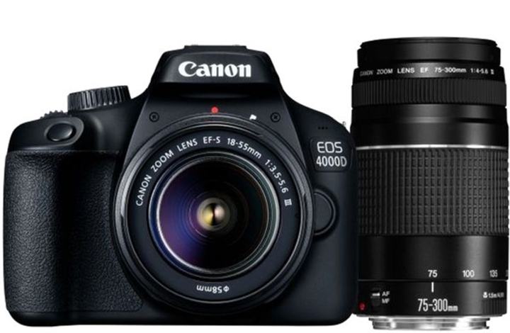 Фотоаппарат Canon EOS 4000D Kit 18-55mm DC III + 75-300 mm III USM ...