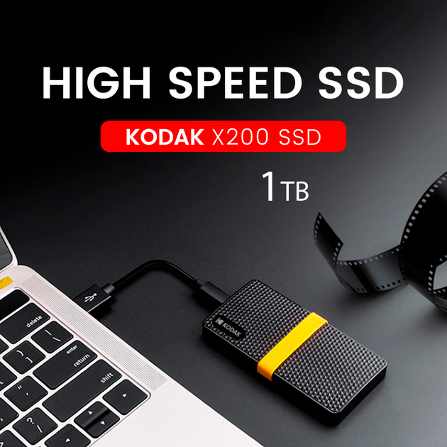 Зовнішній диск SSD 1TB Kodak X200, USB Type-C 3.1 Чорний (1015-140-01) - зображення 2