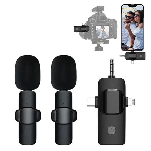 Беспроводной петличный микрофон RIAS K15 Type-C Mini-Jack 3.5 mm 2 ресивера Black (3_05891) - изображение 2