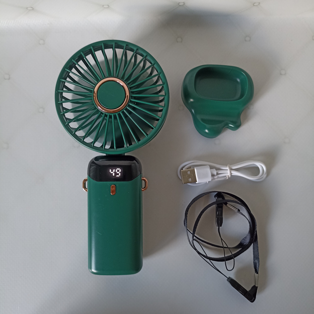 Портативний ручний настільний mini Fan вентилятор з акумулятором та зарядкою від USB ЗЕЛЕНИЙ - зображення 2