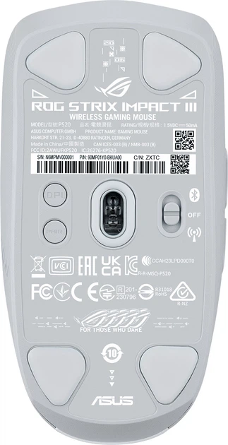 Миша ASUS ROG Strix Impact III Wireless White (90MP03D0-BMUA10) - зображення 7