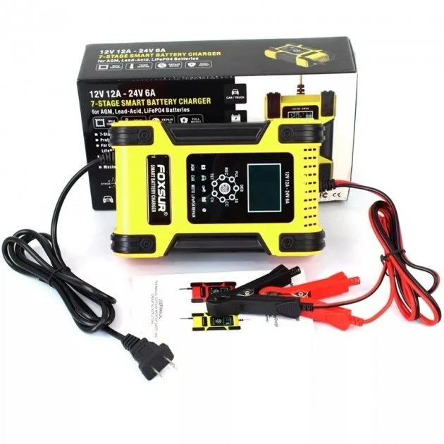 Импульсное зарядное устройство для аккумуляторов Foxsur 12V 12A / 24V 6A с функцией восстановления АКБ - изображение 5