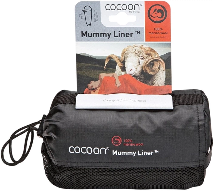 Wkładka do śpiwora Cocoon Mummyliner 220x80/60 cm Merino Wool Black (0799696108328) - obraz 3