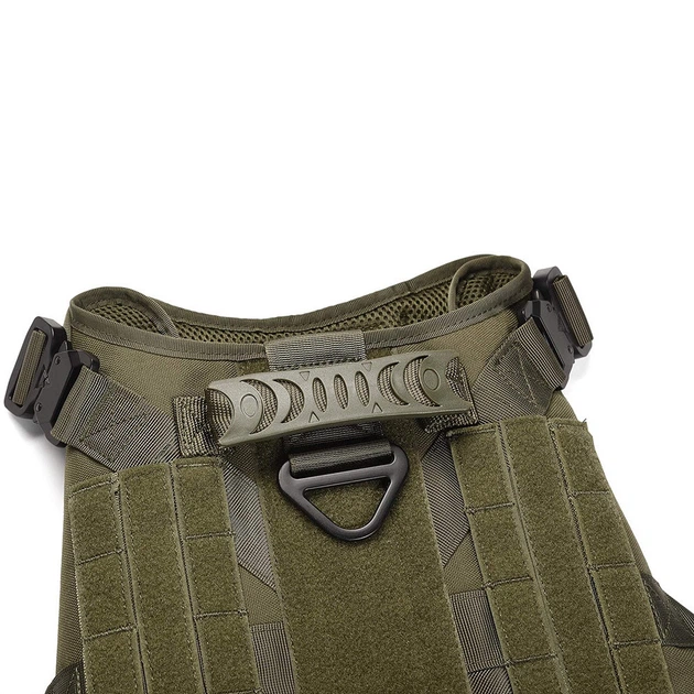Тактическая шлейка с системой MOLLE и ручкой для собак хаки - Фото 6 Тактическая шлейка с системой MOLLE и ручкой для собак хаки - изображение 6