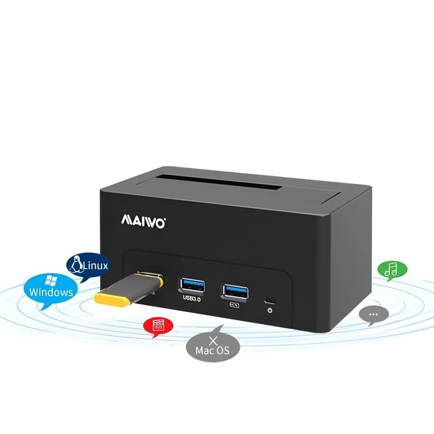 Док-станція Maiwo для HDD 2.5"/3.5" SATA/SSD 3хUSB 3.0 (K308H 6372) Чорна - зображення 2