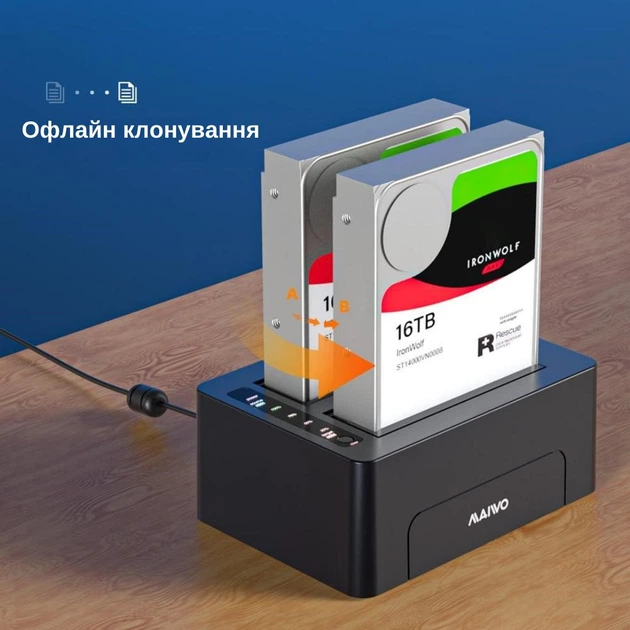 Док-станция клонировщик Maiwo для двух SSD/HDD 2.5/3.5" SATA USB 3.0 (K3082 2501) Черная - изображение 6