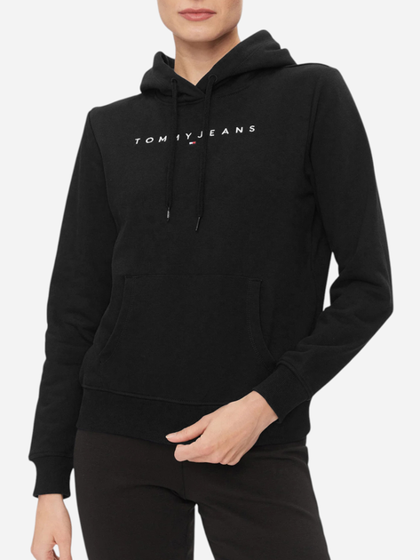Bluza damska z kapturem kangurka Tommy Jeans DW0DW17324-BDS S Czarna (8720645948759) - obraz 1