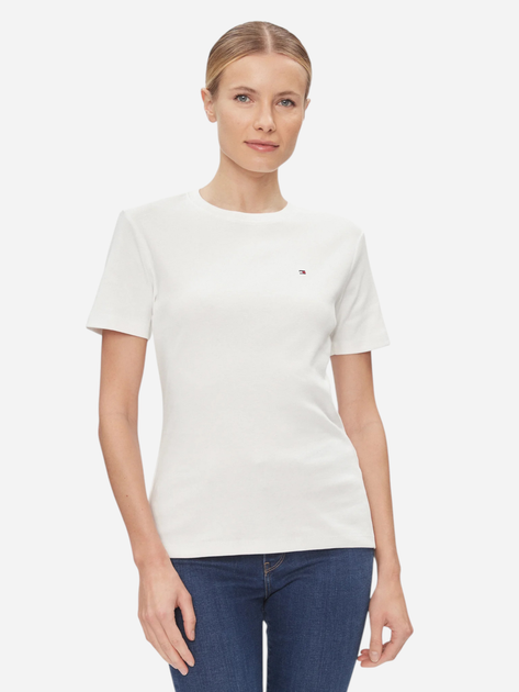 Koszulka damska bawełniana Tommy Hilfiger WW0WW40587-YBL L Biała (8720646208494) - obraz 1