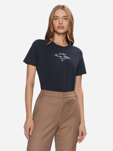 Koszulka damska bawełniana Tommy Hilfiger WW0WW43895-C1G M Ciemnogranatowa (8720638405689) - obraz 1