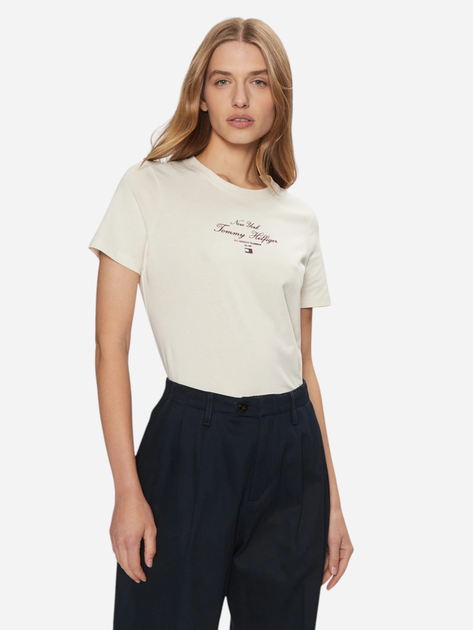 Koszulka damska bawełniana Tommy Hilfiger WW0WW43895-Z00 XS Mleczna (8720638395713) - obraz 1