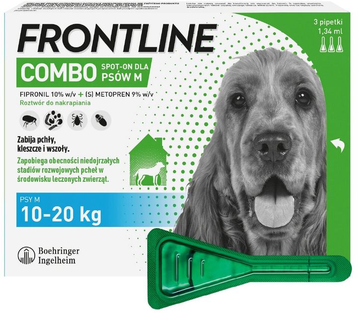 Krople na pchły, kleszcze, komary i inne owady Boehringer Ingelheim Frontline Tri-Act M dla psów 10-20 kg (5909997033976) - obraz 1