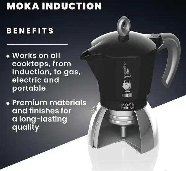 Гейзерная кофеварка Bialetti 100 мл Moka Induction Black 2 чашки (0F449CC61CF2) - изображение 4