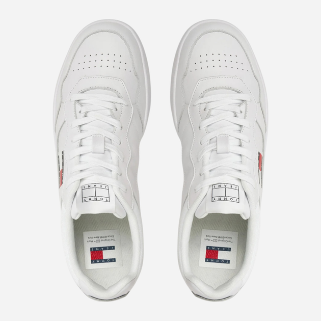 Sneakersy męskie skórzane Tommy Jeans EM0EM01443-YBR 44 Białe (8720637381267) - obraz 4