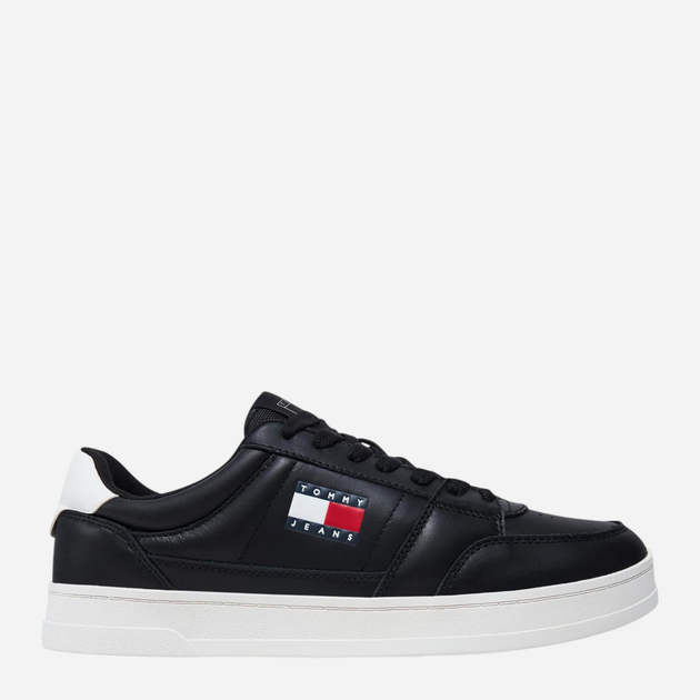 Sneakersy męskie skórzane Tommy Jeans EM0EM01574-BDS 42 Czarne (8720638211242) - obraz 1