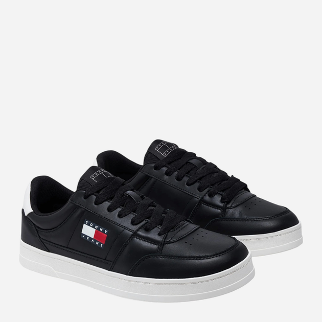 Sneakersy męskie skórzane Tommy Jeans EM0EM01574-BDS 43 Czarne (8720638211259) - obraz 2