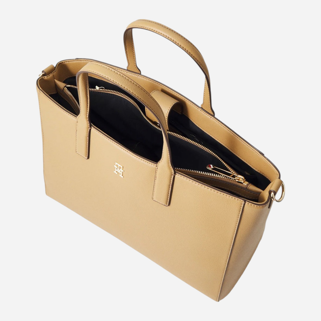 Torba shopper damska duża Tommy Hilfiger AW0AW17330-RBC Jasnobrązowa (8720638189992) - obraz 4