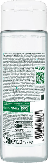 Эссенция-пилинг Garnier Pure Active с салициловой кислотой для уменьшения видимости следов несовершенств 120 мл (3600542628631) - изображение 2