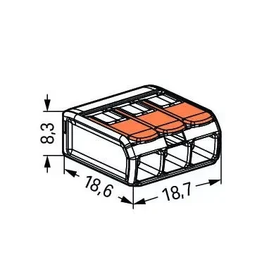 Клема Wago 221-413 0,25мм² - 4мм² (32А) на 3 проводи клема сполучна клемник ваго самозатискний - Фото 2 Клема Wago 221-413 0,25мм² - 4мм² (32А) на 3 проводи клема сполучна клемник ваго самозатискний - зображення 2