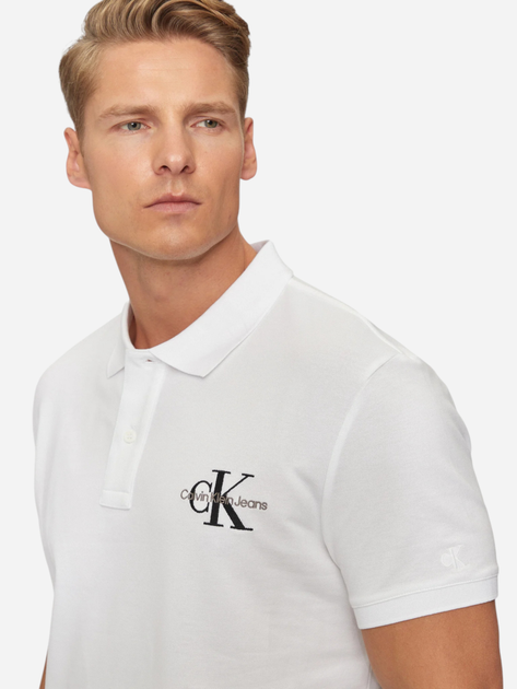 Поло чоловіче Calvin Klein Jeans J30J325664-YAF L Біле (8720639916269) - зображення 4