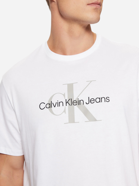 Футболка бавовняна чоловіча Calvin Klein Jeans 00040EM286-YAA 2XL Біла (8720639846160) - зображення 5