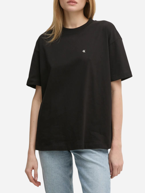 Koszulka damska bawełniana Calvin Klein Jeans J20J225113-BEH L Czarna (8720639929900) - obraz 1