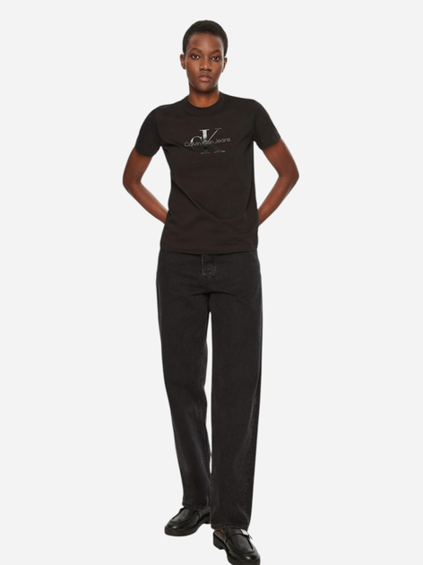 Футболка бавовняна жіноча Calvin Klein Jeans J20J224983-BEH L Чорна (8720639910823) - зображення 3