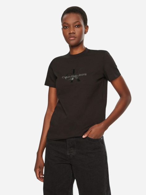 Koszulka damska bawełniana Calvin Klein Jeans J20J224983-BEH M Czarna (8720639910779) - obraz 1