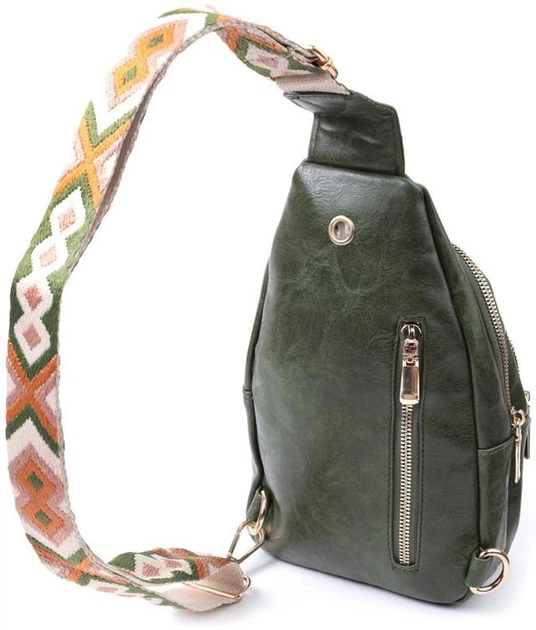 Жіноча сумка-слінг Vintage 16х25х6,5 см зелена з екошкіри через плече 60725 - зображення 2