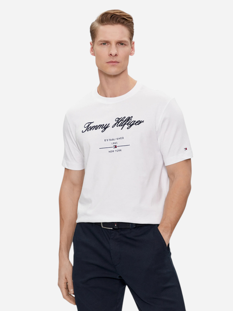 Футболка бавовняна чоловіча Tommy Hilfiger MW0MW33691-YBR M Біла (8720645698319) - зображення 1
