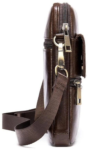 Сумка мужская планшет через плечо из натуральной кожи маленькая Vintage Коричневый 36854 - изображение 2