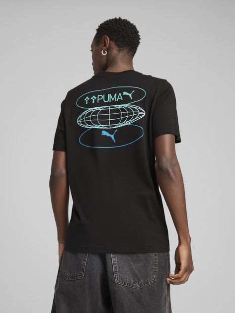 Футболка бавовняна довга чоловіча Puma Graphics 3 Circles Tee 68483401 L Чорна (4067983348099) - зображення 2