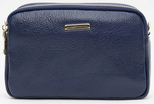 Сумка крос-боді через плече жіноча з натуральної шкіри маленька Borsa Leather Синій 38289 - зображення 2