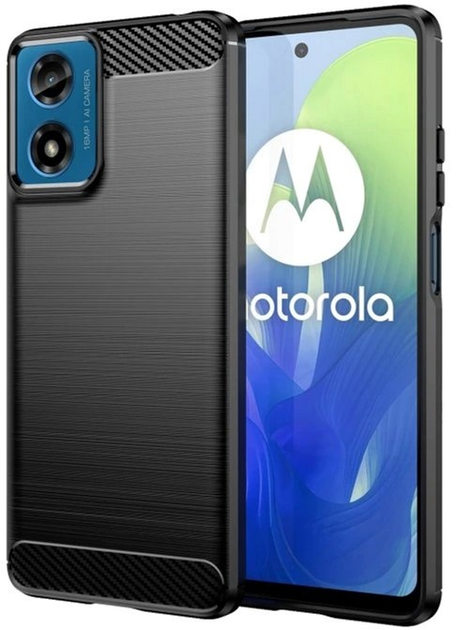 Etui plecki Winner Group Carbon do Motorola Moto G04 Black (8591194121289) - obraz 1