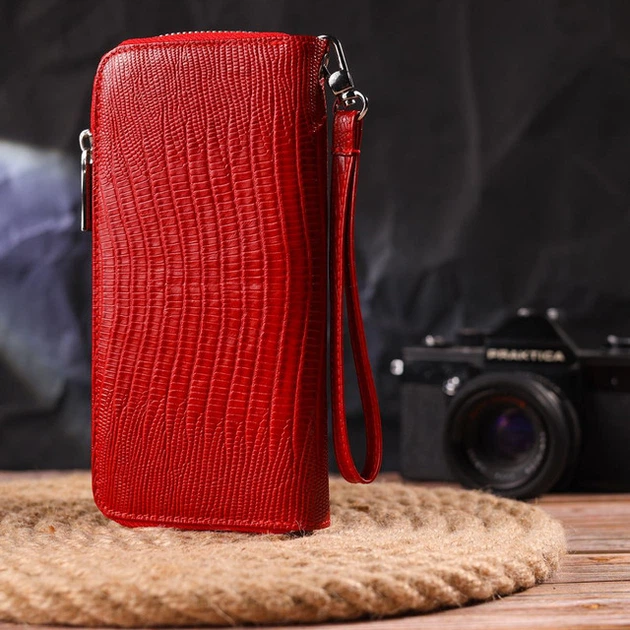 Женский кошелек CANPELLINI из натуральной кожи красный вертикальный большой на молнии 55586 - Фото 7 Женский кошелек CANPELLINI из натуральной кожи красный вертикальный большой на молнии 55586 - изображение 7