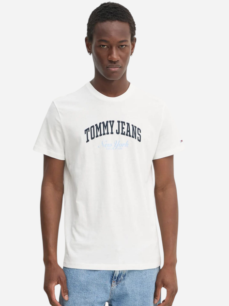 Футболка бавовняна чоловіча Tommy Jeans DM0DM20362-YBL S Біла (8720638587149) - зображення 1