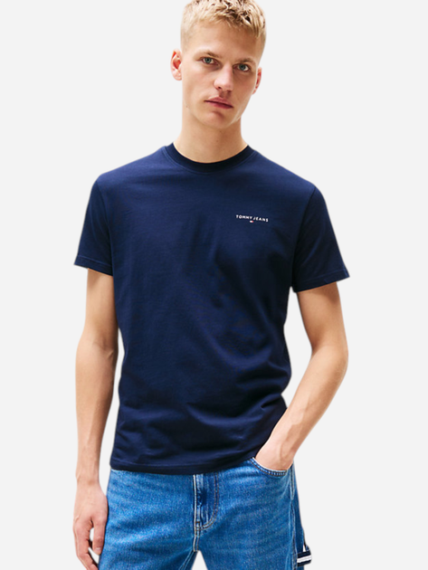 Футболка бавовняна чоловіча Tommy Jeans DM0DM21188-C1G S Темно-синя (8720638503620) - зображення 1