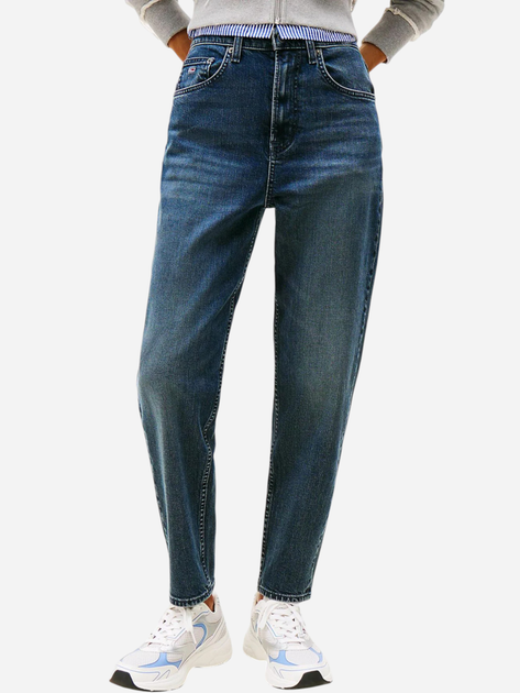 Jeansy mom fit damskie z wysokim stanem Tommy Jeans DW0DW19580-1BJ 27-30 Ciemnoniebieskie (8720638496861) - obraz 1