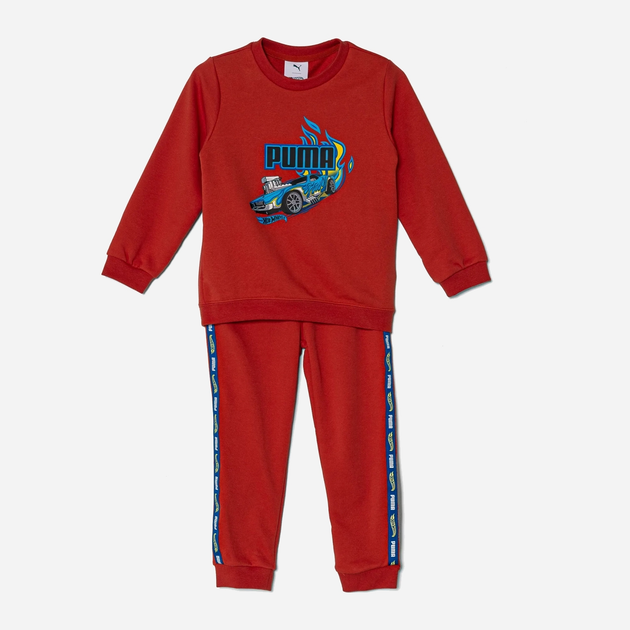 Dres chłopięcy (bluza bez kaptura + spodnie) Puma x Hot Wheels Minicats Crew Set Inf 63007315 68 cm Czerwony (4067983573521) - obraz 1