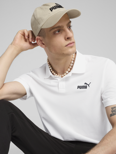 Поло довге чоловіче Puma Ess No.1 Logo Pique Polo 68255202 XL Біле (4067983317965) - зображення 3