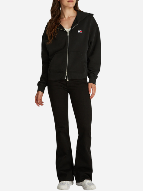 Толстовка на блискавці з капюшоном оверсайз жіноча Tommy Jeans DW0DW19412-BDS S Чорна (8720638460589) - зображення 3