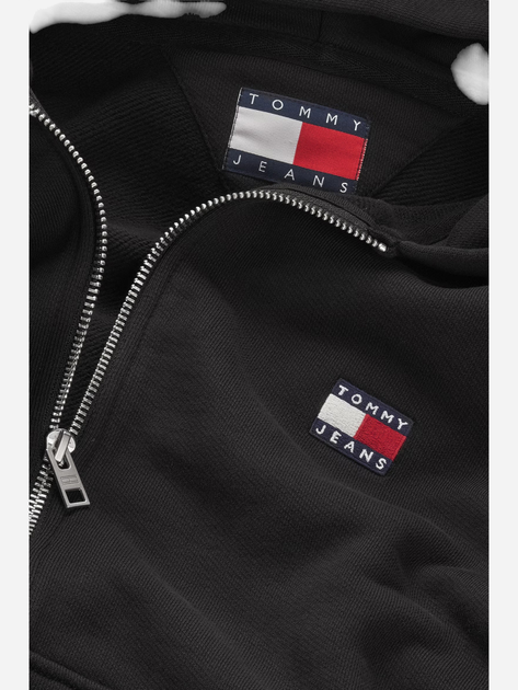 Толстовка на блискавці з капюшоном оверсайз жіноча Tommy Jeans DW0DW19412-BDS S Чорна (8720638460589) - зображення 5