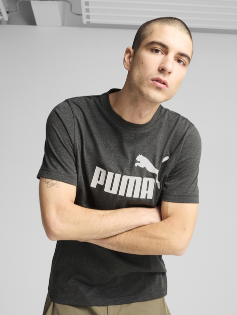 Футболка довга чоловіча Puma Ess No.1 Logo Heather Tee 68255007 S Темно-сіра (4067983316715) - зображення 1