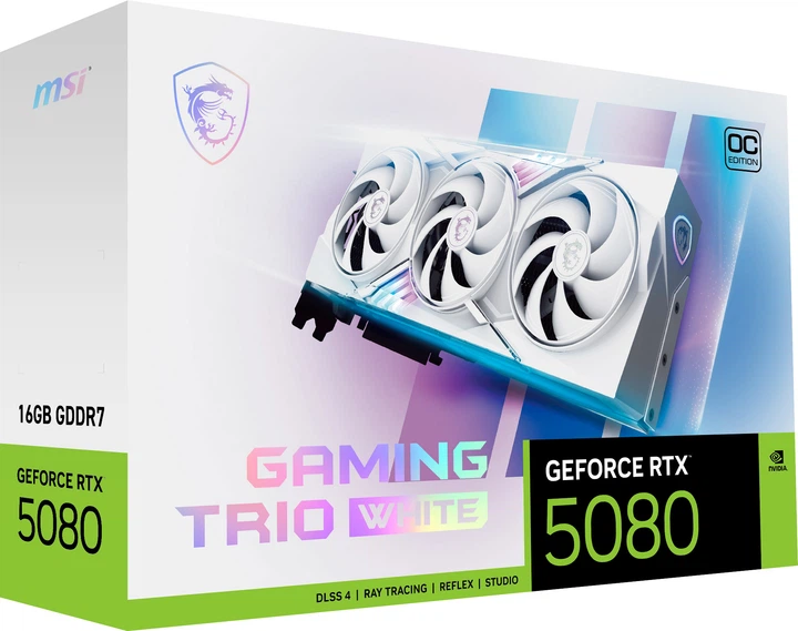 Видеокарта MSI PCI-Ex GeForce RTX 5080 GAMING TRIO OC WHITE 16GB