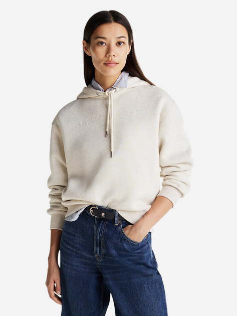 Bluza damska z kapturem elegancka Tommy Hilfiger WW0WW43598-HGE XS Jasnobeżowa (8720638375494) - obraz 1
